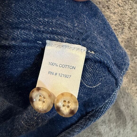 Johnnie O Blue Chambray Shacket Button Down Shirt Stripe Pattern Boys 14 - Picture 9 of 13